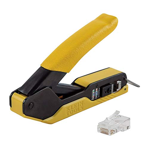 Klein Tools 80017 Data Cable Crimper and Modular Data Plug CAT6 50-Pack Tool Kit, Pass-Thru Installation Tool Kit, 2-Piece