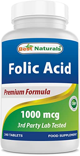 Best Naturals Folic Acid 1000 mcg (Vitamin B9), 240 Tablets (1000 mcg)