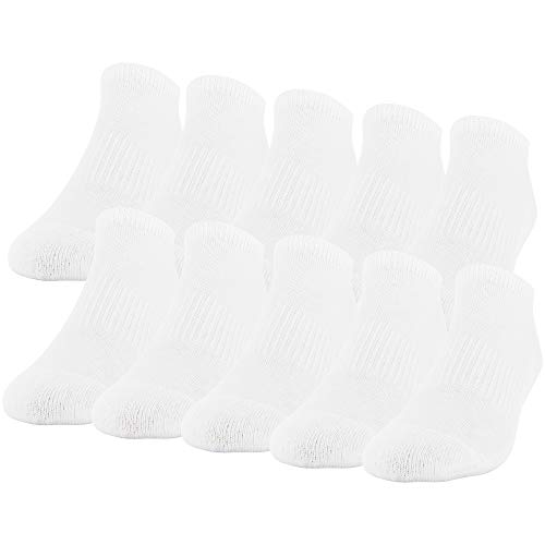 Gildan Men's Active Cotton No Show Socks, 10-Pairs, White, Shoe Size: 6-12