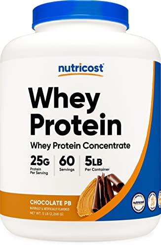 Nutricost Whey Protein Concentrate (Chocolate Peanut Butter) 5LBS - Gluten Free & Non-GMO
