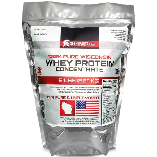 SethSpartan.com 100% Pure Whey Protein Concentrate - 5 LB (2.27 KG) - 30g Protein Per Scoop!