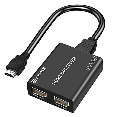 HDMI Splitter with HD HDMI Cable, 1 in 2 Out 4K HDMI Splitter for Full HD 4K@30HZ 1080P 3D Splitter (1 HDMI Source to 2 HDMI Displays)