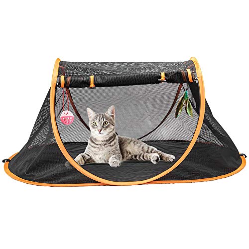 Porayhut Mispace Portable Indoor/Outdoor Pet Cage/Pet Tent-Pop Up Cat Crate,Foldable Kennel,Comfy Puppy House-Washable Fabric Cover, with Portable Carry Bag & Two Stakes
