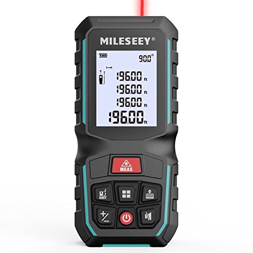 Laser Measure, MiLESEEY 200ft Laser Tape Measure with Angle Sensor, Record 50 Values, 1/16 inch Accuracy, Robust Durable Handheld Laser Measurement Tool, Area, Volume, Pythagoras Ranging