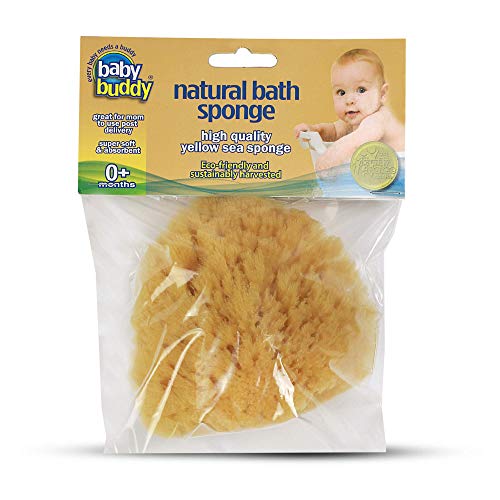 Baby Buddy Natural Yellow Sea Sponge, Baby Bath Sponge, Soft on Tender Skin, Hypoallergenic, Yellow, 4in, 1 Count