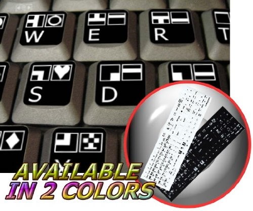 Commodore 64 Non-Transparent Keyboard Labels Layout Black OR White Background for Desktop, Laptop and Notebook (Black Background)