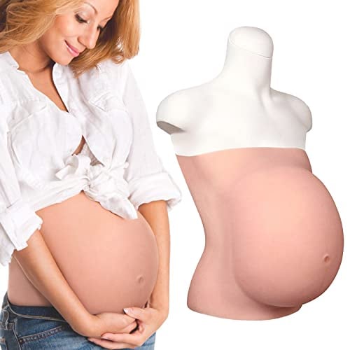 MOTLEYBEAN Silicone Pregnant Belly 9 Months Artificial Fake Pregnant Belly Lifelike Skin for Actor Performance Maternity (Ivory White)