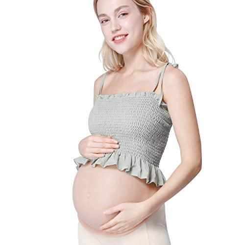 ONEFENG Fake Pregnant Belly for 5-6Months, Lightweight Silicone Artificial PregnantBump with Cotton Filling Costumes