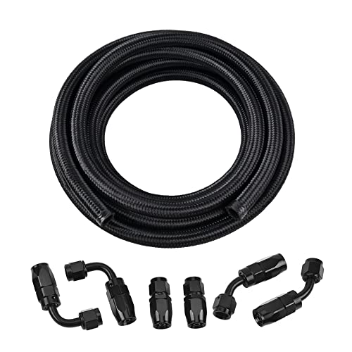 EVIL ENERGY 10AN Fuel Line Kit,AN10 Braided Nylon Fuel Hose CPE 10FT Black