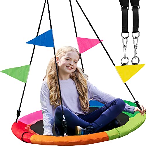 40 Inch Tree Swing Saucer Swing - 800Lb Weight Capacity, 900D Oxford Waterproof, With Hanging Straps Tree Swings for Kids Outdoor Swing For Kids Swing | Tire Swing | Tree Swing For Adults | Disc Swing