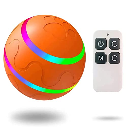 IFurffy Peppy Pet Ball for Dogs with Remote Control, Interactive Dog Toy with Led Flash Lights for Small Meduium Large Dogs Breed, Durable Wicked Ball with Motion Activat BPA-Free USB Rechargeable