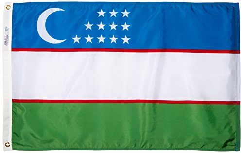 Annin Flagmakers Uzbekistan Flag USA-Made to Official United Nations Design Specifications, 2 x 3 Feet (Model 974061)