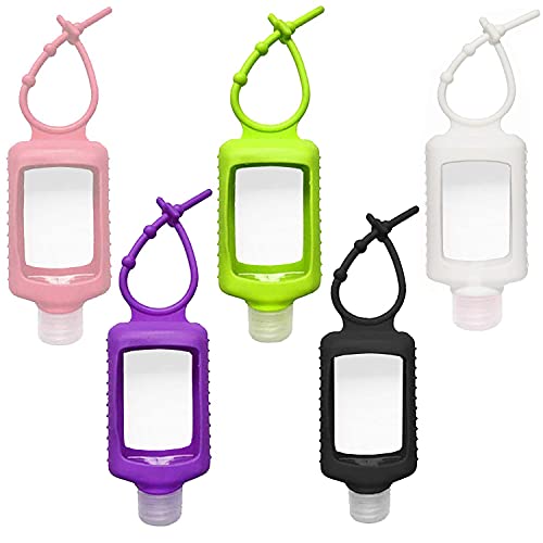 2oz Hand Sanitizer Travel Size Holder, Travel Keychain Bottles Sanitizer Holder Refillable Squeeze Containers for Kids and Adult (2oz, 5 Pack)