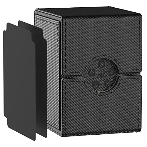 MIXPOET Deck Box for MTG Commander Cards, Trading Card Case with 2 Dividers per Holder, Large Size for 100+ Cards (Black)