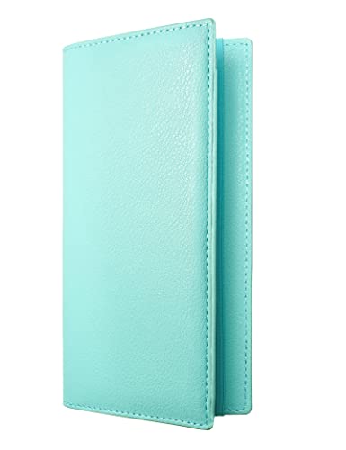 Zreal Checkbook Cover for Men & Women(2022 New Version), Premium Vegan Leather Checkbook Holder Slim Wallets for Top & Side Tear Duplicate Checks with RFID Blocking (Pale Turquoise)