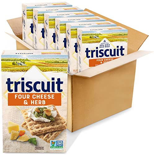 Triscuit Four Cheese and Herb Crackers, Non-GMO, 8.5 Ounce (Pack of 6)
