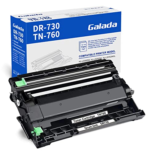 GALADA Compatible Toner Cartridge and Drum Unit Replacement for Brother DR-730 DR730 TN-760 TN760 for DCP-L2550DW MFC-L2710DW L2750DW HL-L2350DW L2370DW L2390DW (1 Black Toner+1 Drum Unit Combo Pack)
