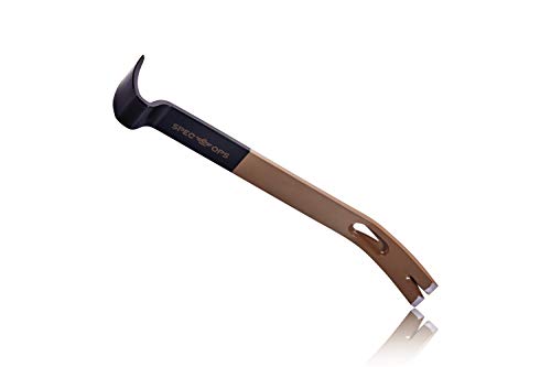 Spec Ops Tools 15" Flat Pry Bar Crowbar, Curved Rocker Head, Teardrop Nail Puller, High-Carbon Steel