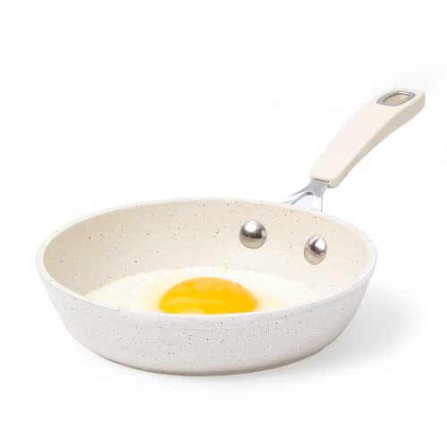 CAROTE Nonstick Small Frying Pan Skillet, 6" Egg Pan Omelet Pan, Non Stick White Granite Cookware, Mini Fry Pan - Dishwasher & Oven Safe, PFOA & PFAS Free