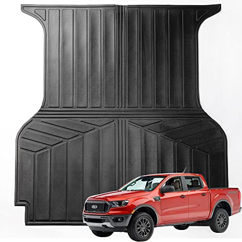 Puermto Bed Mats Compatible with 2019-2023 Ford Ranger Crew Cab Bed Mat 5ft Short (59.8in-60.5in) Bed, Heavy Duty All Weather Protection Accessories Truck Bed Mats Bed Liners FR01