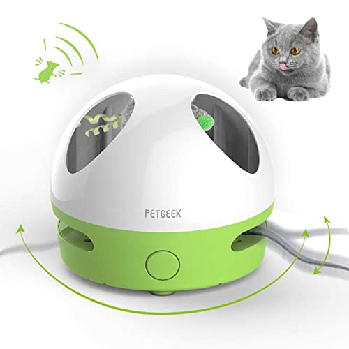 PETGEEK Interactive Cat Toy, Hide Mouse Cat Toy with Squeaky Mouse, Electronic Automatic Cat Toys with Catnip Filled Hidey Mouse, Cat Toys Interactive for Indoor Cats Exercise & Game