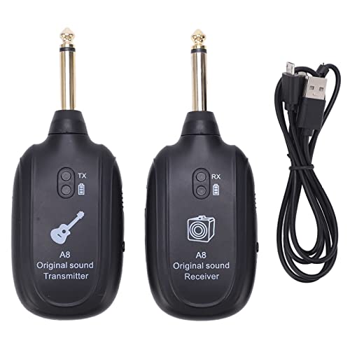 Guitar Transmitter Receiver,20Hz 20kHz UHF Wireless Guitar System Rechargeable Guitar Audio System for Electric Guitar Pickup Accessory Set Kit