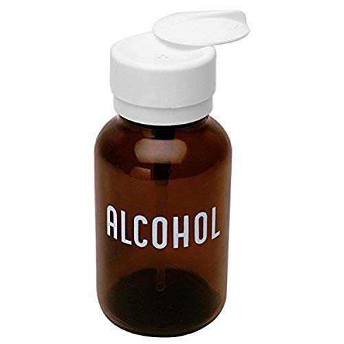 MENDA 35608 Glass/Polypropylene/Steel/Low-Density Polyethylene/Ldpe Dispensing Bottle, Lasting-Touch, Imprinted 'Alcohol', Amber Round Glass 8 oz., 8 fl. oz. Capacity,Brown