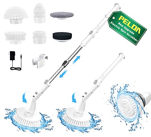 Electric Spin Scrubber, 520RPM Cordless Cleaning Brush with 6 Replaceable Brush Heads & Adjustable Extension Long Handle Power Shower Scrubber for Cleaning Bathroom Tub Grout Floor Wall Sink Tile