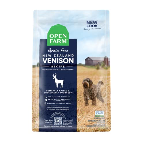 Open Farm New Zealand Venison Grain-Free Dry Dog Food, 100% Humanely Raised High-Protein Recipe with Non-GMO Superfoods and No Artificial Flavors or Preservatives, 4 lbs
