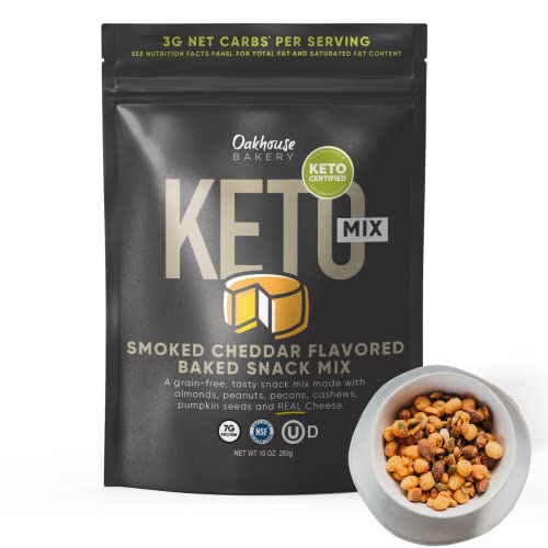 Keto Snack Mix, Smoked Cheddar Flavor by Oakhouse Bakery, 10oz, Made With Real Cheese, Low Carb, Grain-Free Snack, Grain-Free with No Artificial Preservatives