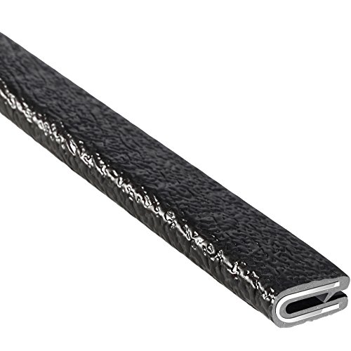 TRIM-LOK Edge Trim  Fits 1/16 Edge, 9/16 Leg Length, 25 Length, Black, Pebble Texture  Flexible PVC Edge Protector for Sharp/Rough Surfaces, Easy to Install