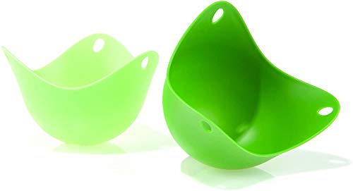 Fusionbrands PoachPod The Original Silicone, Floating Egg Poaching Cup, Green, 2 pack