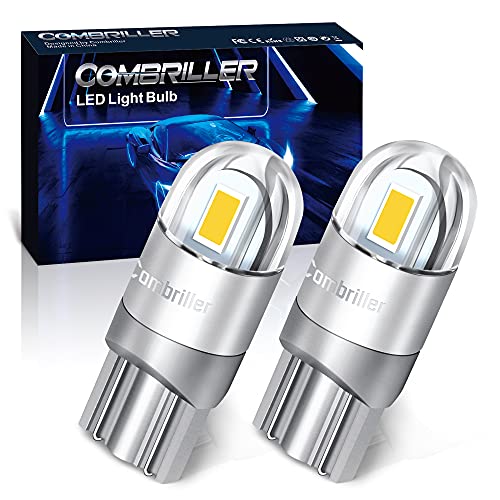 Combriller 194 LED Bulb 6000K White, Error Free 194 168 LED Bulb T10 2825 w5w Led Interior Car Lights for Car License Plate Light Dash Lights Interior Dome Map Door Marker Courtesy Light, Pack of 2