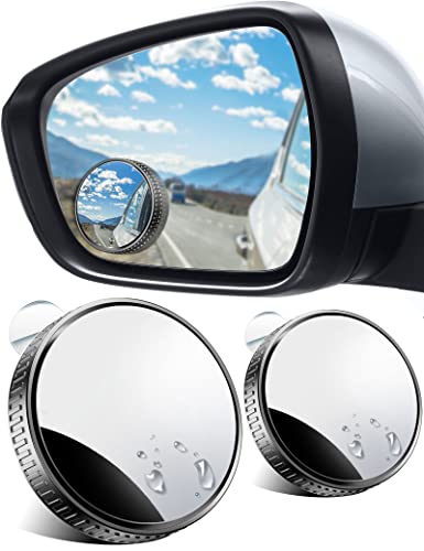 Blind Spot Car Mirror Truck 2 Pack,2" Round Rear View Mirrors Frameless HD Glass 360 Degree Adjustable Wide-angle Suction Cup Design Side Blindspot Convex Universal Fit Automotive Exterior Accessories