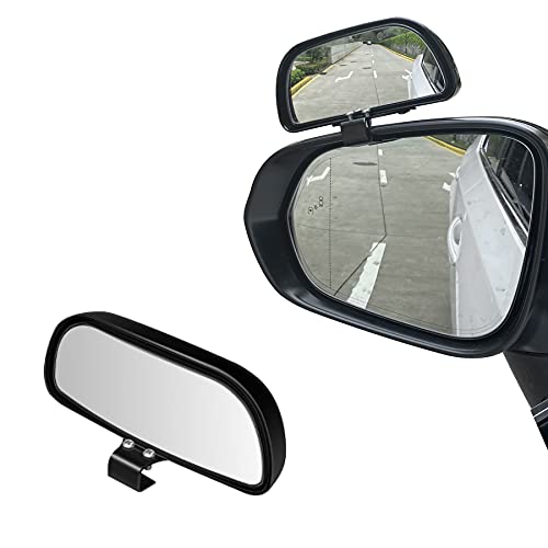 LivTee Adjustable Mounted Blind Spot Mirror HD Glass Wide Angle Side Rearview Mirror Universal, Black