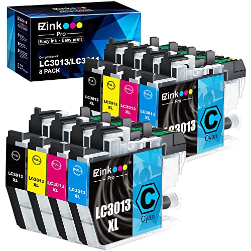 E-Z Ink Pro LC3013 LC3011 Compatible Ink Cartridge Replacement for Brother LC3013 LC3011 LC-3013 Compatible with MFC-J491DW MFC-J497DW MFC-J895DW MFC-J690DW (2 Black, 2 Cyan, 2 Magenta, 2 Yellow)