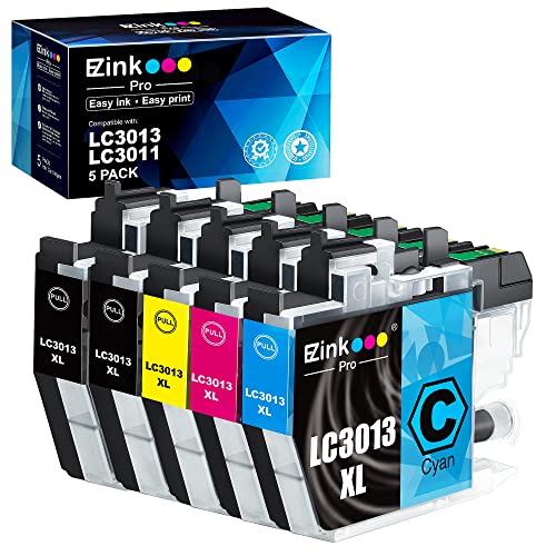 E-Z Ink Pro LC3013 LC3011 Compatible Ink Cartridge Replacement for Brother LC3013 LC3011 LC-3013 Compatible with MFC-J491DW MFC-J497DW MFC-J895DW MFC-J690DW (2 Black, 1 Cyan, 1 Magenta, 1 Yellow)