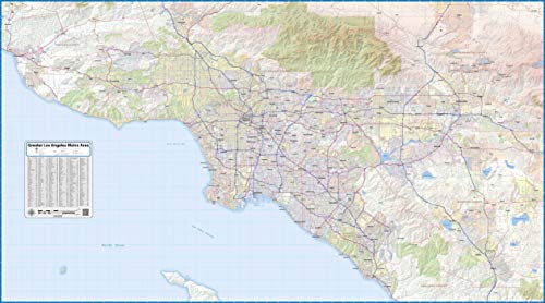 Greater Los Angeles Metro Area Laminated Wall Map (75" Wide x 42" Tall)