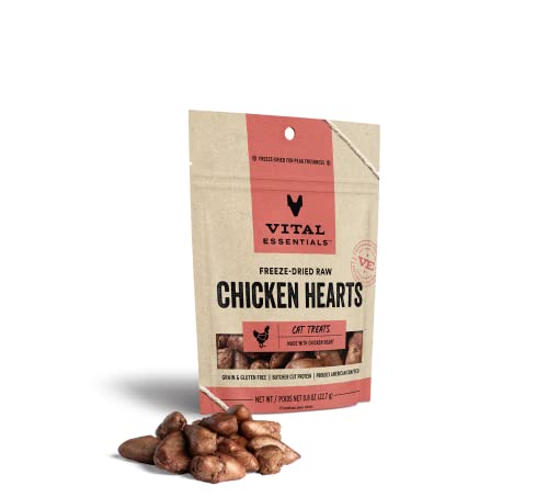 Vital Essentials Freeze Dried Cat Treats, Chicken Hearts 0.8 oz