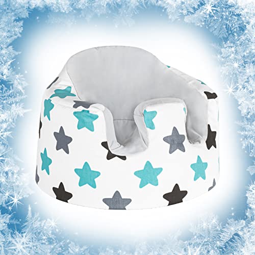 Solfres Seat Cover, Compatible with Bumbo Seat (Original), Soft and Breathable Summer Seat Cover, Washable Bumbo Seat Protector, Blue Gray Star