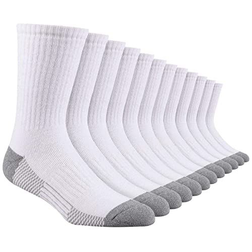 Heatuff 12 Pairs Men's Cotton Performance Athletic Crew Extra Heavy Cushion Socks