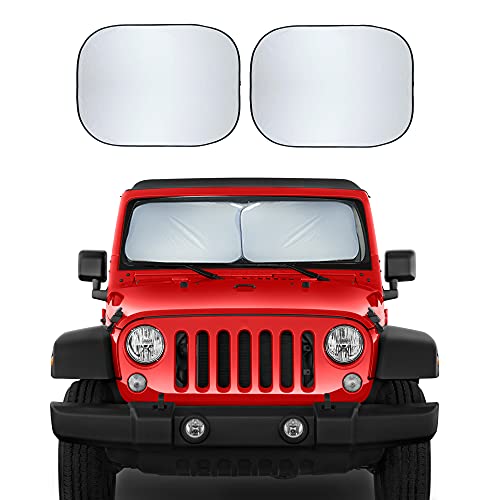 EcoNour Automotive Windshield Sun Shade for Jeep | Offers Complete Automotive Sun Protection | Foldable Jeep Windshield Shade Suits Wrangler, Compass, Gladiator & Renegade | (X-Small 18 x 26 inches)