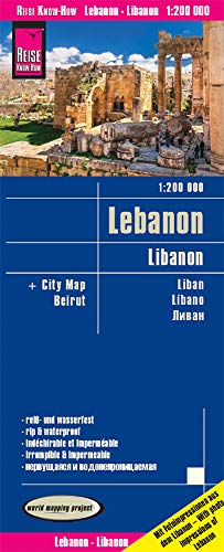 Lebanon + Beirut Travel Map - 1:200,000 (English, Spanish, French, German and Russian Edition)