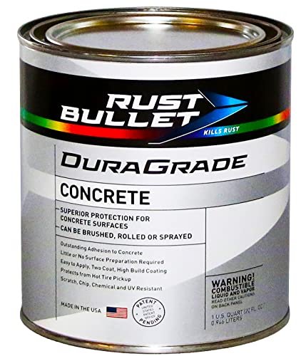 Rust Bullet - DuraGrade Concrete High-Performance Easy to Apply Concrete Coating in Vibrant Colors for Garage Floors, Basements, Porch, Patio and more - Quart, Concrete Grey