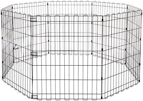 Amazon Basics Foldable Metal Exercise Pet Play Pen for Dogs, Fence Pen, No Door, 60 x 60 x 30 Inches