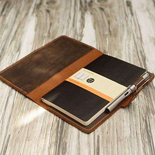 Distressed Leather 5 x 8.25" Notebook Cover Compatible with Moleskine Classic Cover Larger size, Portfolio Agenda Cover Diary Cover, 307M