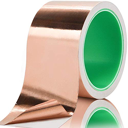 Copper Foil Tape(2 inchx32.8ft) with Conductive Adhesive, for Guitar and EMI Shielding,Crafts, Electrical Repairs, Grounding, DIY Projects, Stained Glass