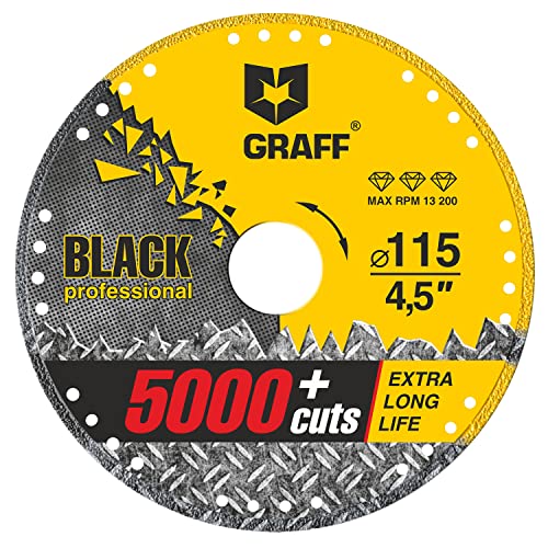 GRAFF Black Cut Off Wheels 4 1/2 Inch - Diamond Metal Cutting Disc for Angle Grinder 4.5 Inch - 60x Longer Wheel Life