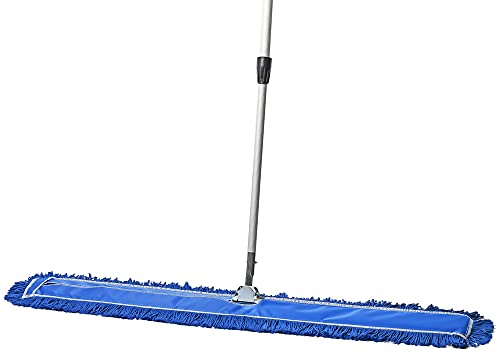 Tidy Tools Commercial Dust Mop & Floor Sweeper, 48 in. Dust Mop for Hardwood Floors, Reusable Dust Mop Head, Extendable Mop Handle, Industrial Dry Mop for Floor Cleaning & Janitorial Supplies, Blue