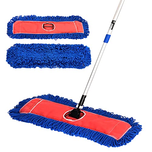 Alpine 48" Commercial Dry Mop Floor Set - Microfiber Flat Industrial Dust Mop Cleaner for Hardwood, Office, Garage and Hotel | Best Heavy Duty Cleaning Mops |Super Absorbent (48 in)